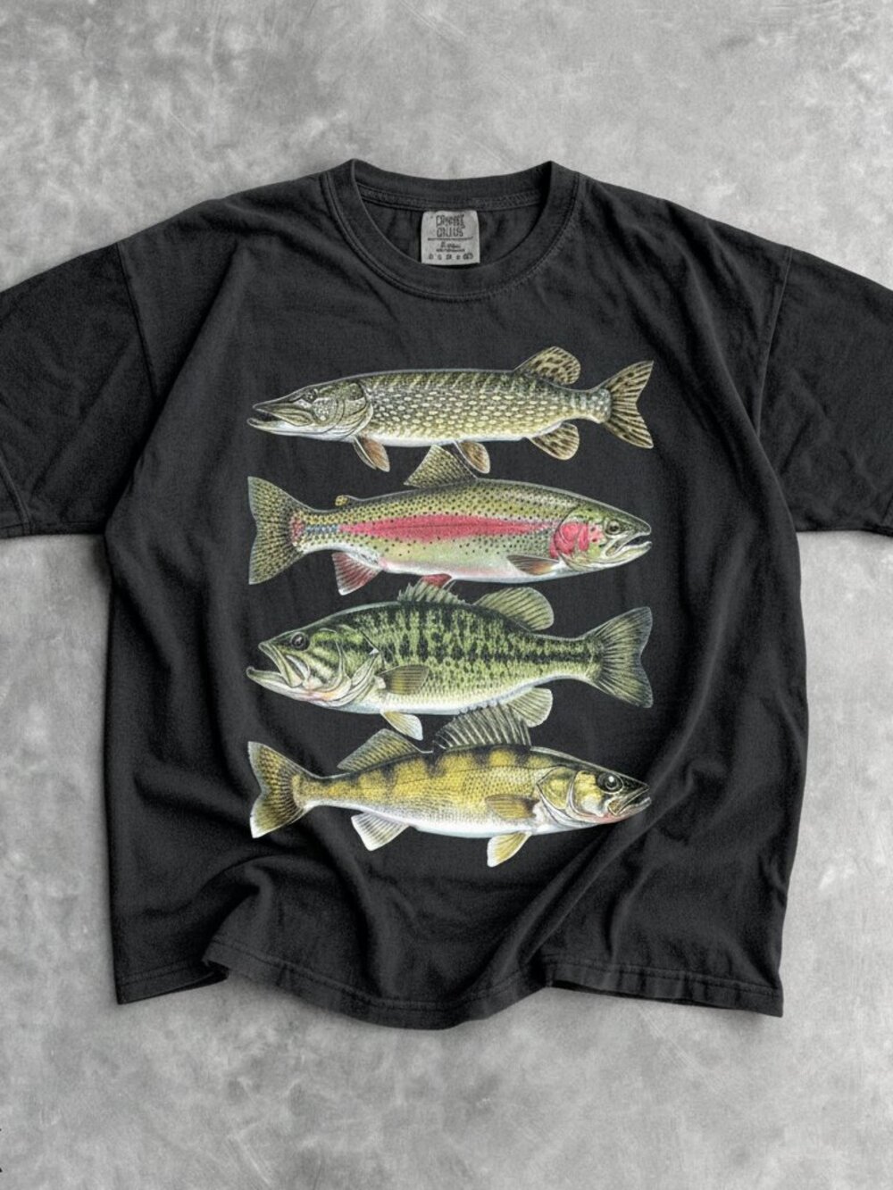 90s Freshwater Fish Graphic Tee | Vintage Trout Bass Pike Shirt
